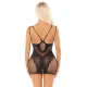 Еротична мінісукня Leg Avenue Lace and Net Mini Dress, Black, One Size, ажурна, відкрита спина