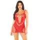 Эротическое мини-платье Leg Avenue Lace and Net Mini Dress, красное, один размер, ажурное, с открытой спиной