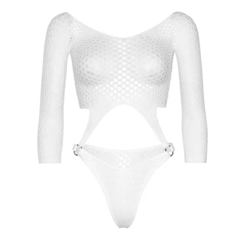 Эротическое боди Leg Avenue Top с стринговой спинкой, белого цвета
