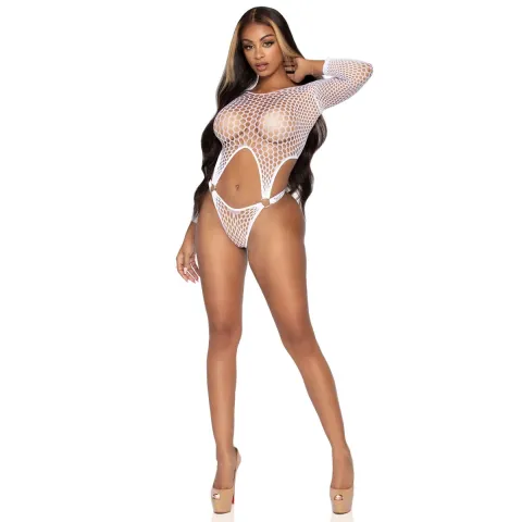 Эротическое боди Leg Avenue Top с стринговой спинкой, белого цвета