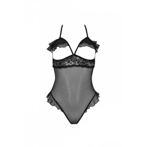 Еротичне боді Passion DOLLY BODY, L/XL, black, з відкритими чашками