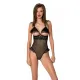 Эротическое боди Passion DOLLY BODY, S/M, черное, с открытыми чашками