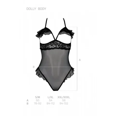 Еротичне боді Passion DOLLY BODY, XXL/XXXL, black, з відкритими чашками