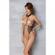 Еротичне боді Passion TRISHA BODY, L/XL, beige, з відкритими чашками