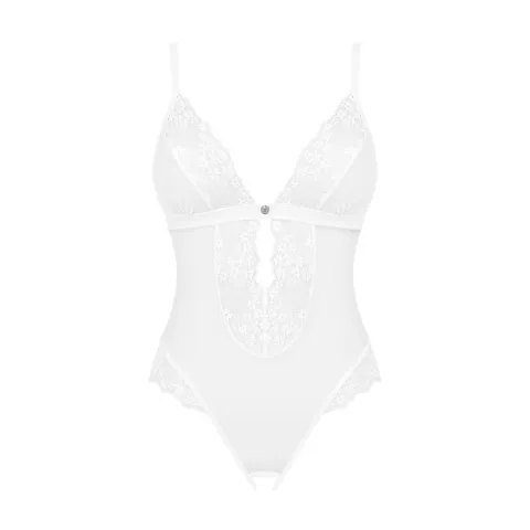 Еротичне напівпрозоре боді Obsessive Heavenlly crotchless teddy XS/S, з доступом