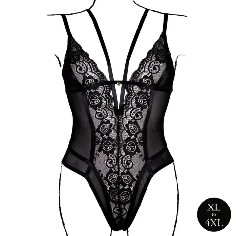 Еротичний боді - Bodysuit with Adjustable Sliders Plus Size