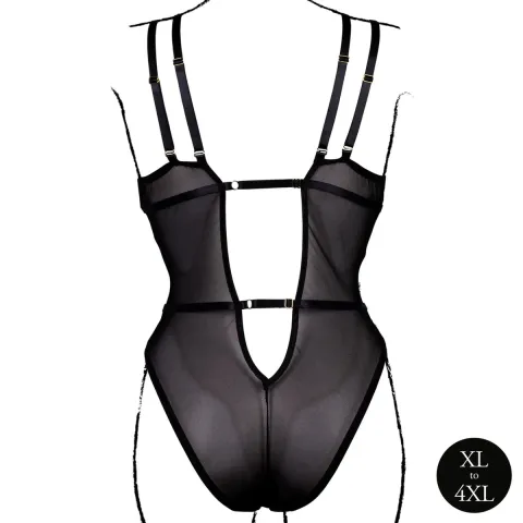 Еротичний боді - Bodysuit with Adjustable Sliders Plus Size