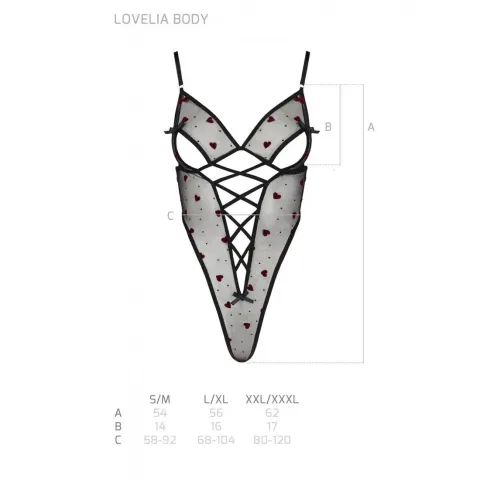 Эротическое боди с рисунком Passion LOVELIA BODY XXL/XXXL, черное