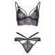 Эротический комплект со стрепсами и стразами Leg Avenue Ready Or Not L Black, бюстгальтер + стринги