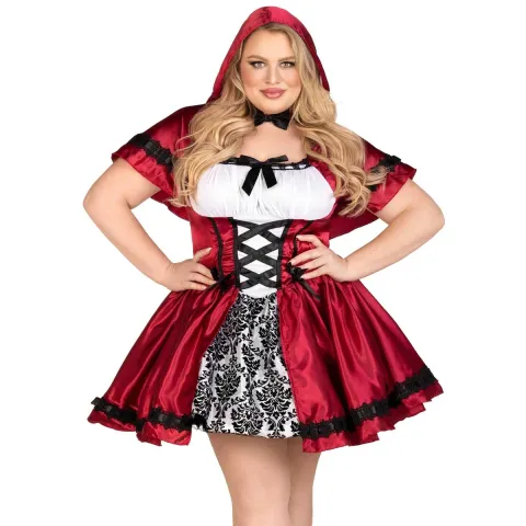 Эротический костюм «Красная шапочка» Leg Avenue Gothic Red Riding Hood 1X–2X, платье, накидка