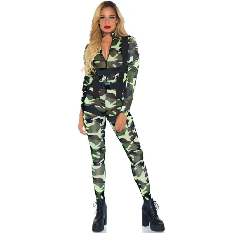 Эротический костюм десантницы Leg Avenue Pretty Paratrooper S, комбинезон, портупея