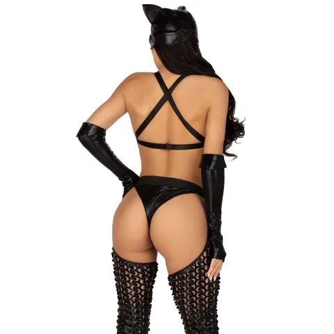 Эротический костюм «кошечки-хозяйки» Leg Avenue Mistress Kitty M, перчатки, комбинезон, маска
