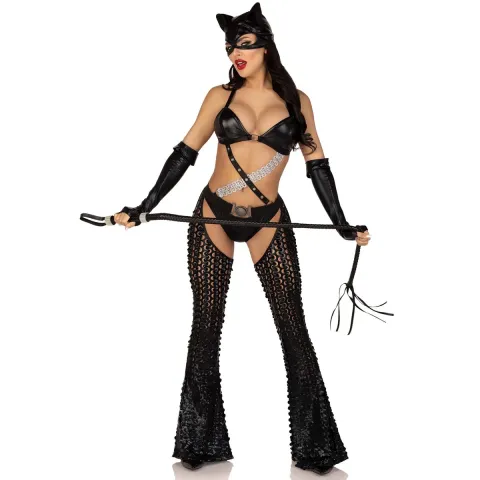 Эротический костюм «кошечки-хозяйки» Leg Avenue Mistress Kitty M, перчатки, комбинезон, маска