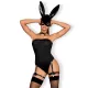 Эротический костюм кролика Obsessive Bunny costume S/M, черный, боди, чокер, подвязки, чулки, маска