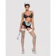 Эротический костюм горничной Obsessive Maidme set 5pcs S/M, бюстгальтер, пояс с фартуком, чулки
