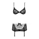 Эротический костюм горничной Obsessive Maidme set 5pcs S/M, бюстгальтер, пояс с фартуком, чулки