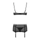 Эротический костюм горничной Obsessive Maidme set 5pcs S/M, бюстгальтер, пояс с фартуком, чулки
