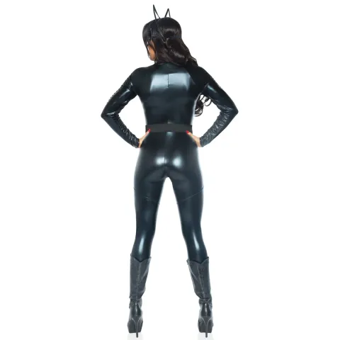Эротический костюм супергероини-кошечки Leg Avenue Wicked Kitty S: комбинезон, пояс, маска, ушки