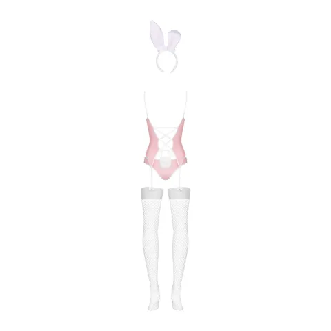 Еротичний костюм зайчика Obsessive Bunny suit 4 pcs costume pink S/M, рожевий, топ з підв’язками