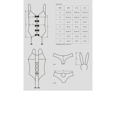 Еротичний костюм зайчика Obsessive Bunny suit 4 pcs costume pink S/M, рожевий, топ з підв’язками