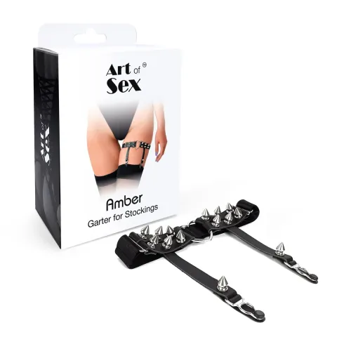 Гартер на ногу в форме сердца с шипами из натуральной кожи Art of Sex Amber (1 шт.)