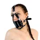Кляп-маска с пластиковым шариком Art of Sex — Slave, натуральная кожа, цвет: черный