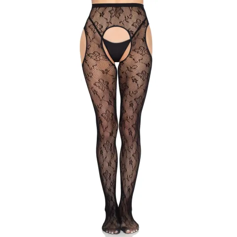 Колготки Leg Avenue Bloom Net Подтяжки, колготки One Size Black