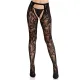 Колготки Leg Avenue Rose Lace Crotchless Tights с открытым промежностным участком, один размер, черные