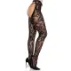 Колготки Leg Avenue Rose Lace Crotchless Tights с открытым промежностным участком, один размер, черные