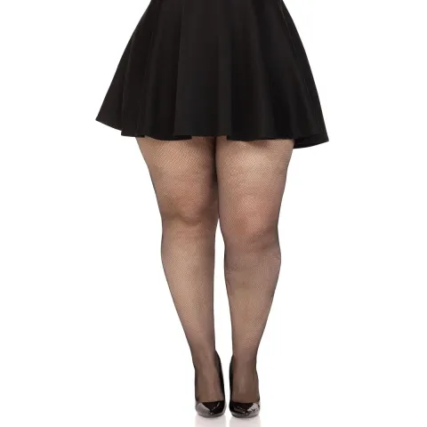 Колготки Leg Avenue Spandex micro net tights, 1X/2X, чёрные, с мелкой сеткой, средняя посадка