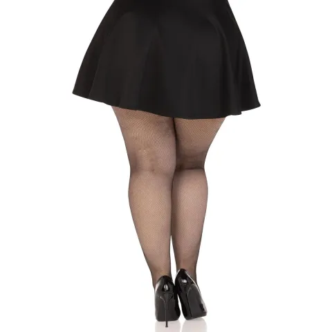 Колготки Leg Avenue Spandex micro net tights, 1X/2X, чёрные, с мелкой сеткой, средняя посадка