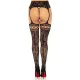 Колготки-чулки Leg Avenue French Rose Backseam Garter Belt Stockings, чёрные, One Size, с открытым задом