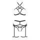 Passion Exclusive MORGAN SET OpenBra XXL/XXXL комплект нижнего белья, чёрный, лямки, трусики, корсет, ремень