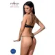Комплект білизни Passion Exclusive QUENTRIS BIKINI L/XL, black, стрінги і напіввідкритий ліф