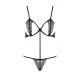 Эксклюзивный комплект нижнего белья QUENTRIS BIKINI XXL/XXXL Passion, чёрный, стринги и полуоткрытый корсет