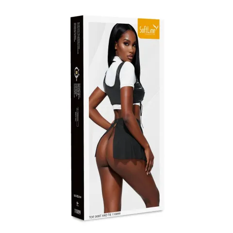 Комплект білизни - Top, Skirt And Tie 110899 Black And білий S/M