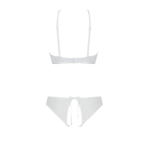 Комплект із бра, трусиків з ажурним декором та відкритим кроком Passion URSULA SET XXL/XXXL, white