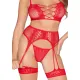 Комплект Leg Avenue Bra Top,G-String and Harness One Size Red