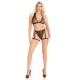 Комплект кружевного бюстгальтера Leg Avenue Топ и трусики с подвязками One Size Black