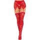 Комплект Leg Avenue Lace thigh highs & garterbelt, One Size, червоний, панчохи та пояс з пажами
