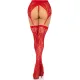 Комплект Leg Avenue Lace thigh highs & garterbelt, One Size, червоний, панчохи та пояс з пажами