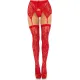 Комплект Leg Avenue Lace thigh highs & garterbelt, One Size, червоний, панчохи та пояс з пажами