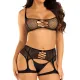 Верх и подвязка Leg Avenue, One Size, чёрный, сетчатый, топ + ремень с подвязкой
