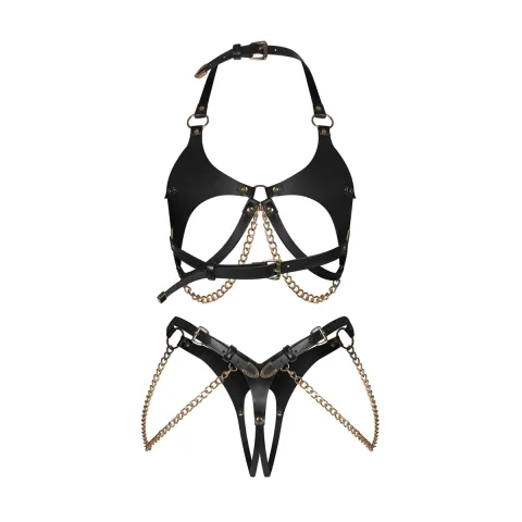 Комплект Obsessive Anyya Black 2-pcs crotchless set S/M/L