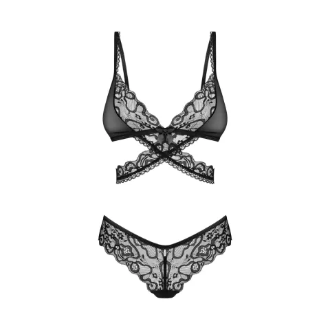 Набор Obsessive Blomentis на два места, M/L, кружев, лиф с завязками сзади, трусики