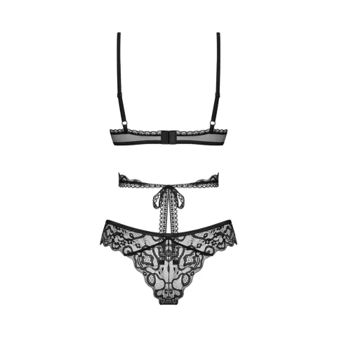 Набор Obsessive Blomentis на два места, M/L, кружев, лиф с завязками сзади, трусики
