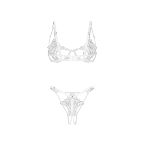 Комплект Obsessive Luise Sublim White 2-pcs crotchless set L/XL