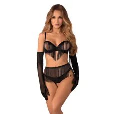 Комплект Obsessive Rossay Black из 4 предметов с открытым промежностью, размер 2XL/3XL