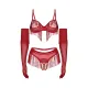 Комплект Obsessive Rossay Red из 4 предметов с открытым промежностью, размер 2XL/3XL