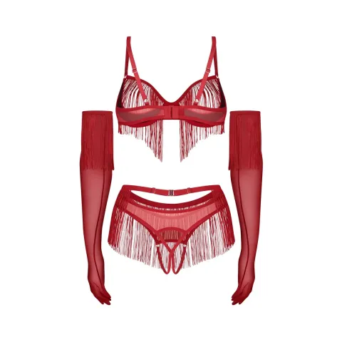 Комплект Obsessive Rossay Red 4-pcs crotchless set L/XL